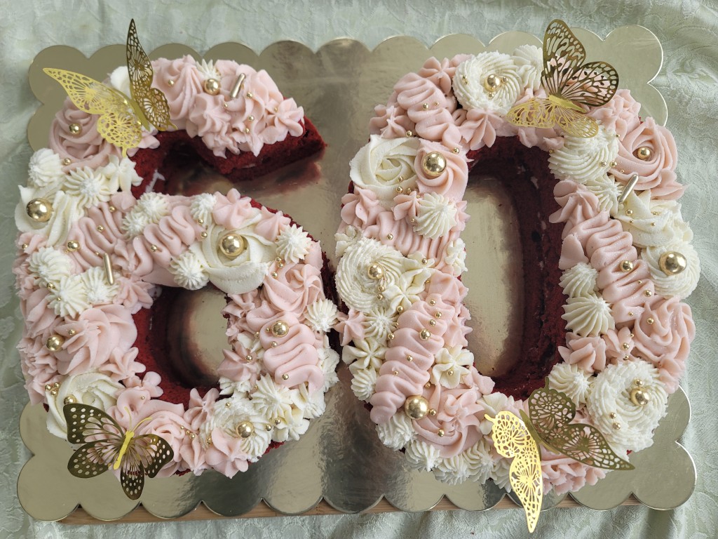 60th birthday number cake with butterflies
