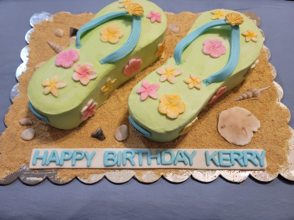 Beach themed flip flop cake