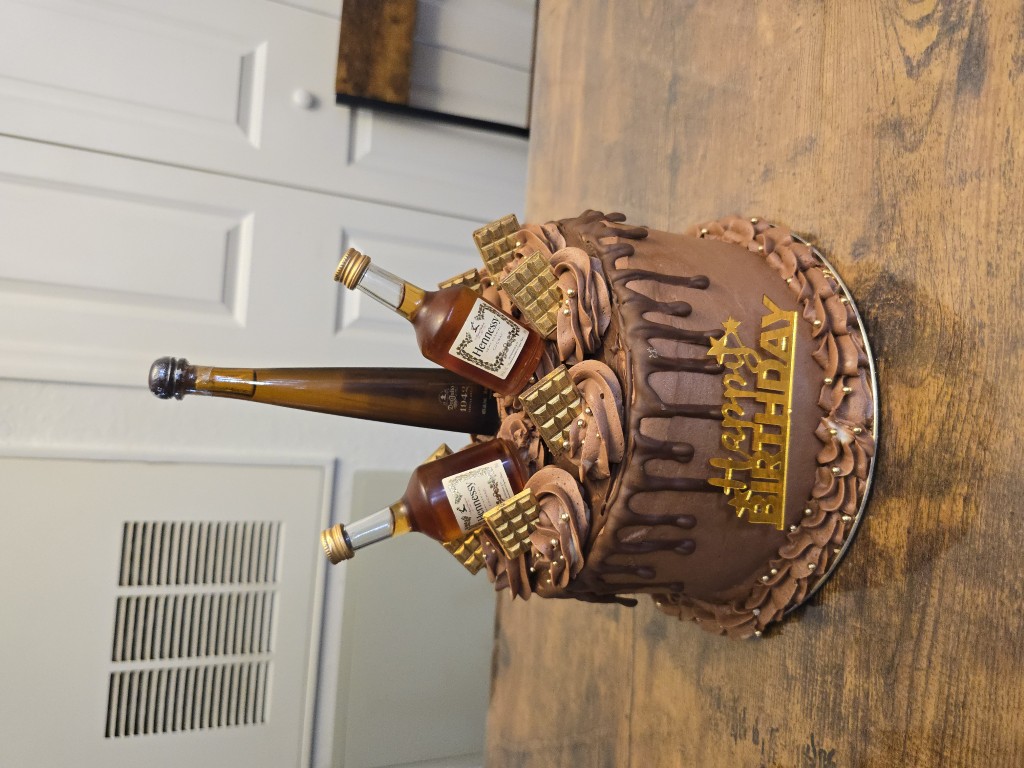 Chocolate drip cake with Hennessy