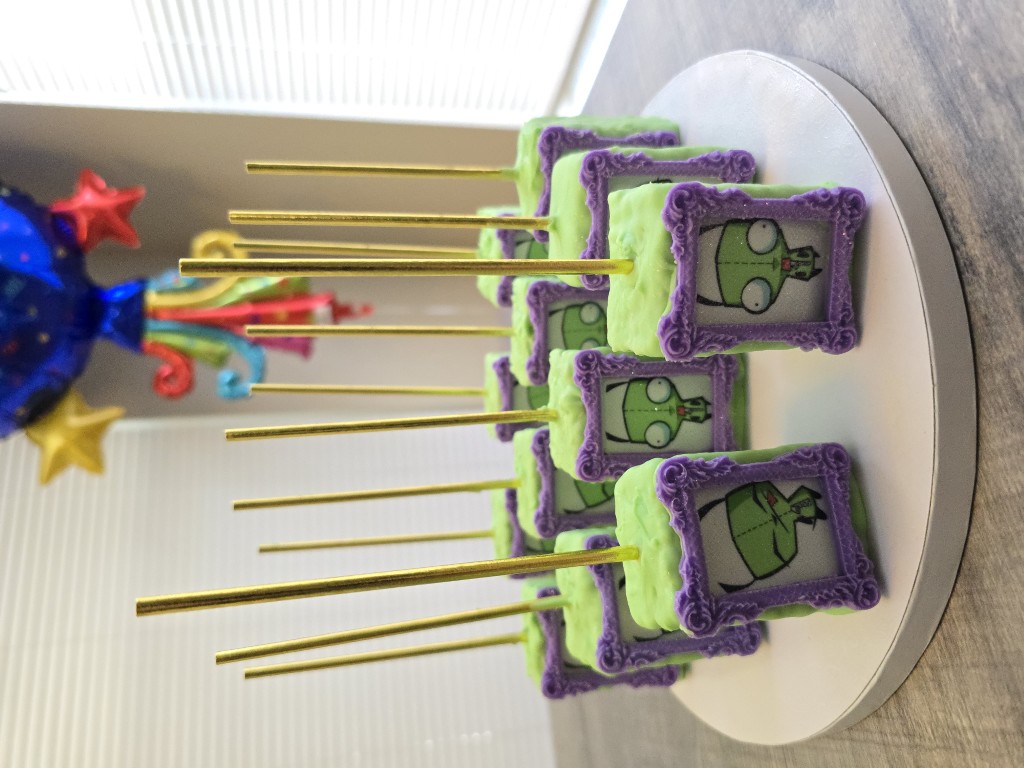 Invader Zim GIR themed cake pops